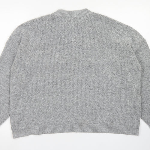 Peacocks Womens Grey Crew Neck  Acrylic Pullover Jumper Size M