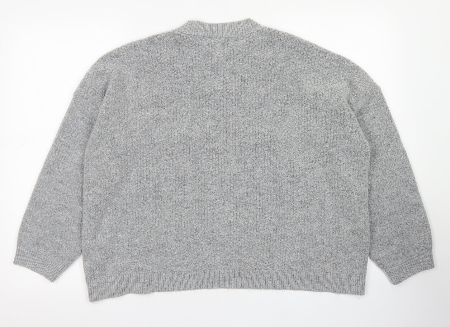 Peacocks Womens Grey Crew Neck  Acrylic Pullover Jumper Size M