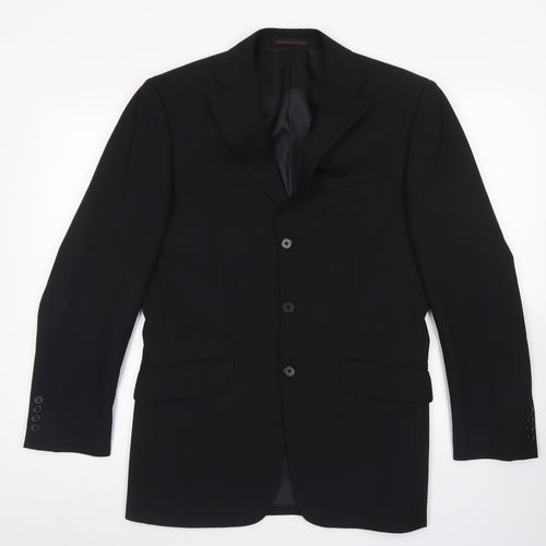 1860 Menswear Mens Black  Polyester Jacket Blazer Size 36