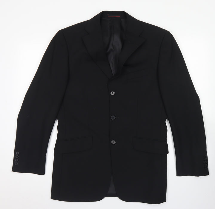 1860 Menswear Mens Black Polyester Jacket Blazer Size 36