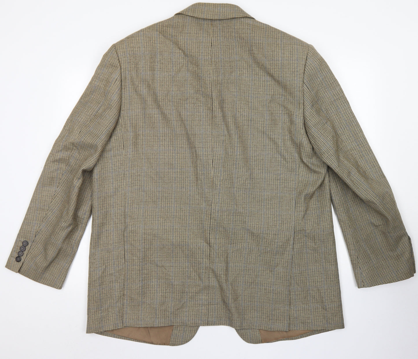 Mansize Mens Brown Houndstooth Wool Jacket Blazer Size 48