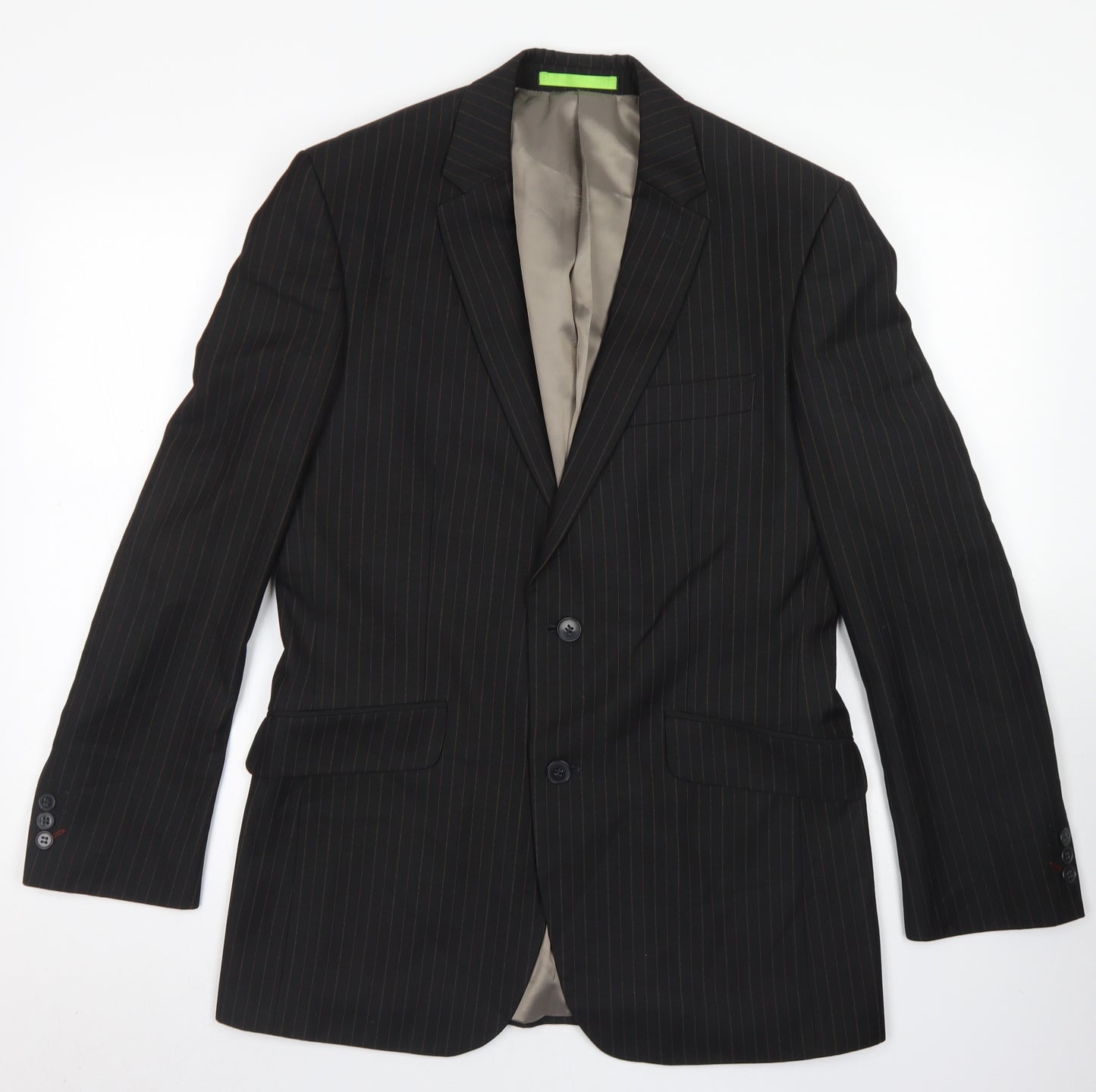 Limehaus Mens Black Striped Polyester Jacket Blazer Size 38