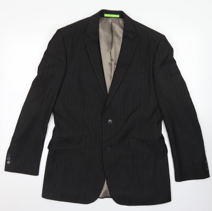 Limehaus Mens Black Striped Polyester Jacket Blazer Size 38