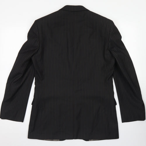 Limehaus Mens Black Striped Polyester Jacket Blazer Size 38