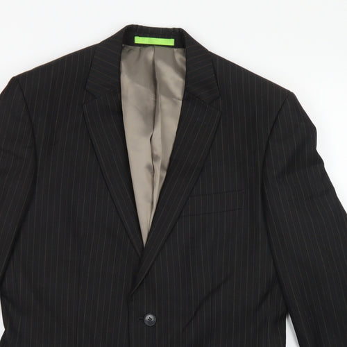 Limehaus Mens Black Striped Polyester Jacket Blazer Size 38