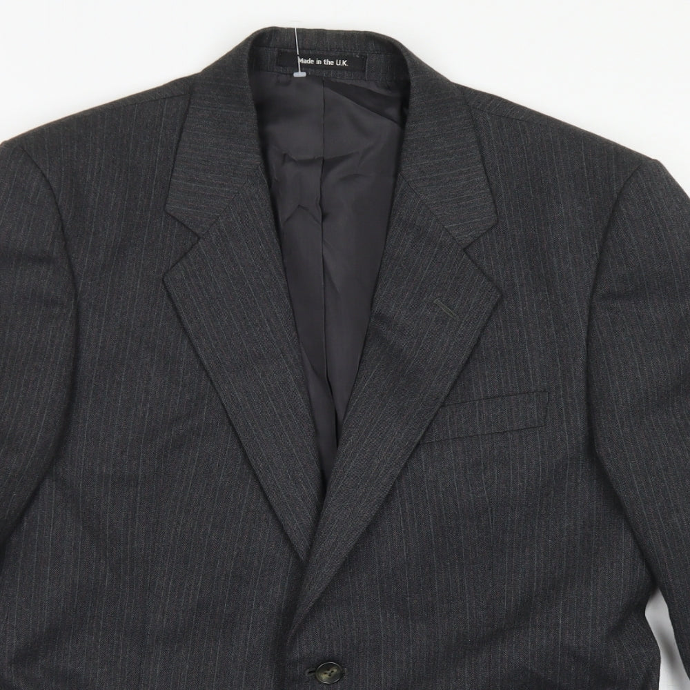 St Michael Mens Grey Striped Wool Jacket Blazer Size 38