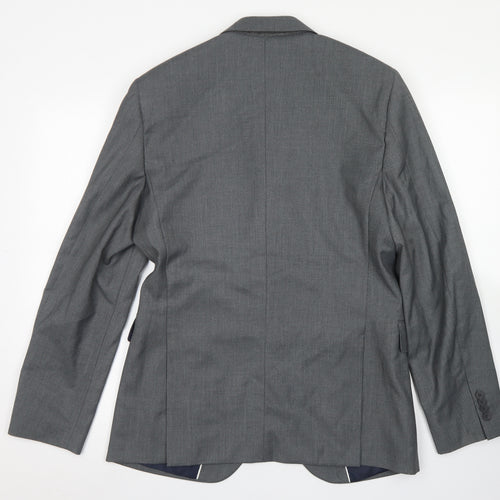 Topman Mens Grey  Polyacrylate Fibre Jacket Blazer Size 38