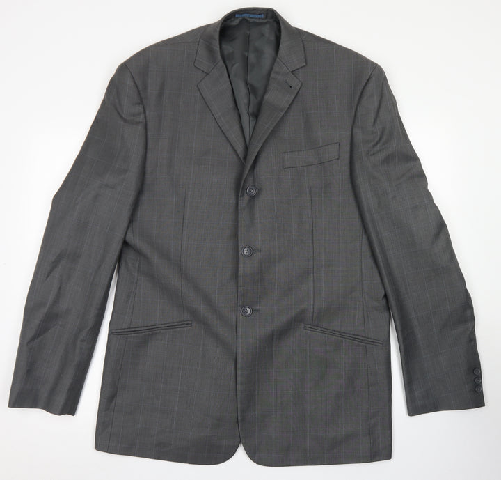 NEXT Mens Grey Plaid Wool Jacket Blazer Size 44