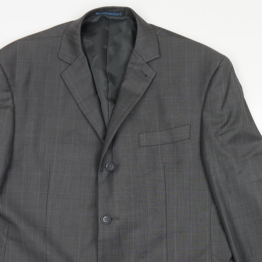NEXT Mens Grey Plaid Wool Jacket Blazer Size 44