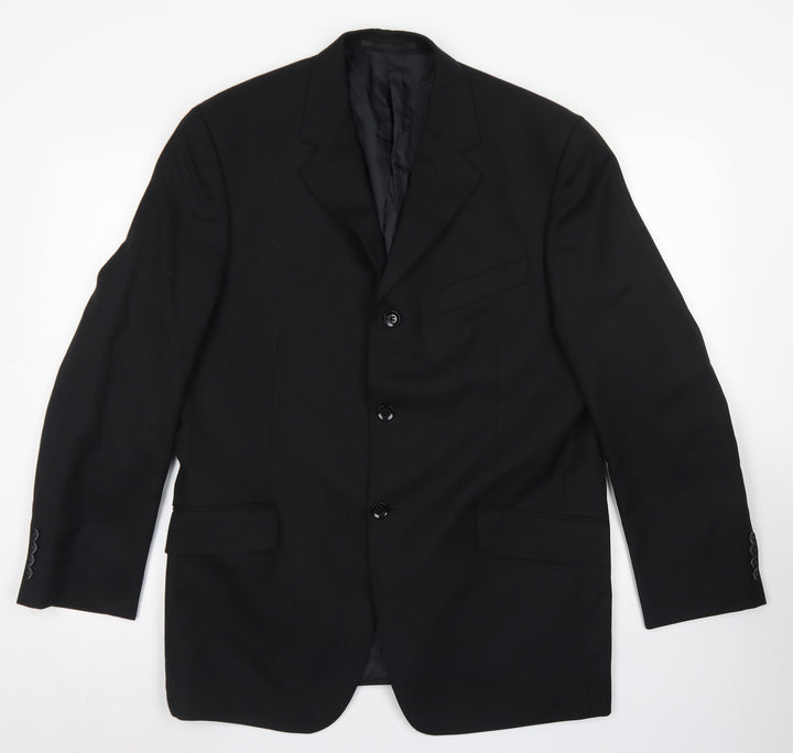 REMUS Mens Black  Polyester Jacket Blazer Size 42