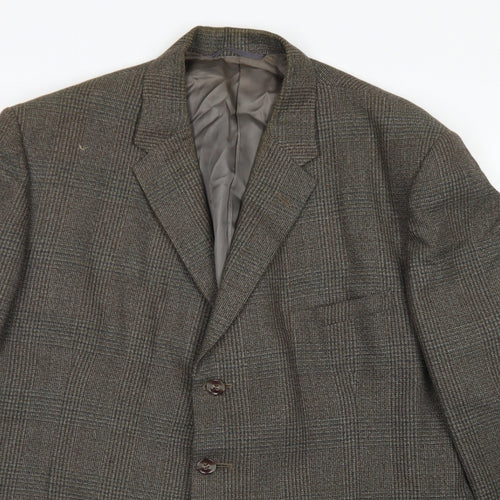 John Collier Mens Brown Plaid Polyester Jacket Blazer Size 44