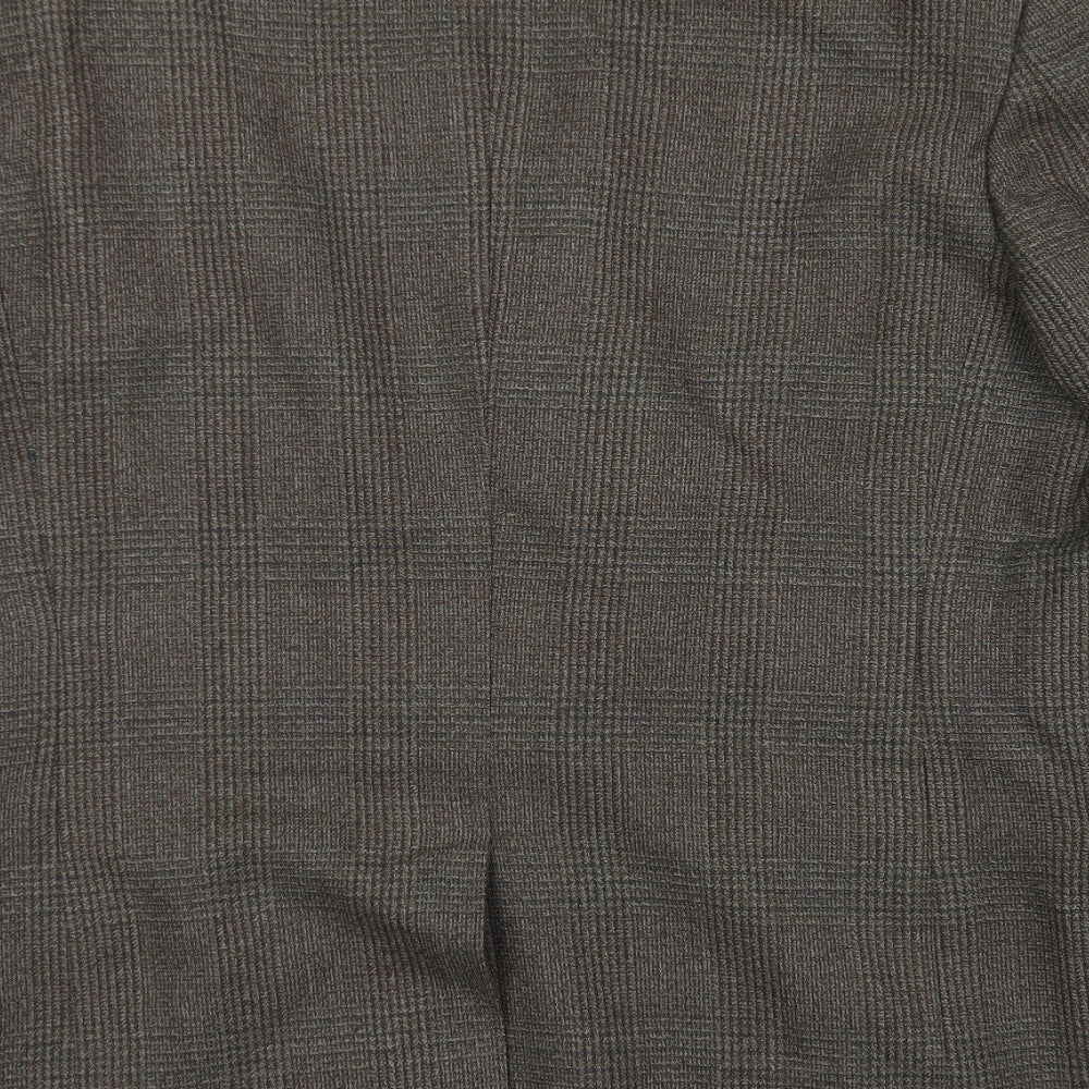 John Collier Mens Brown Plaid Polyester Jacket Blazer Size 44