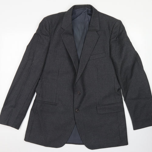 Anthony Loretto Mens Grey Striped Wool Jacket Blazer Size 40