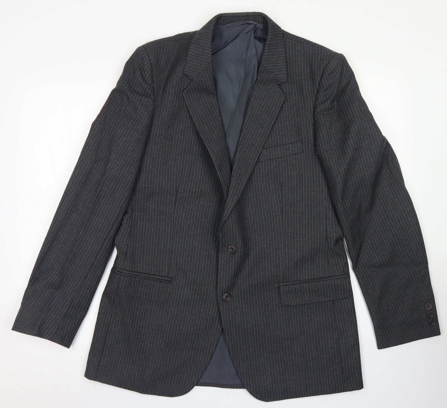 Anthony Loretto Mens Grey Striped Wool Jacket Blazer Size 40