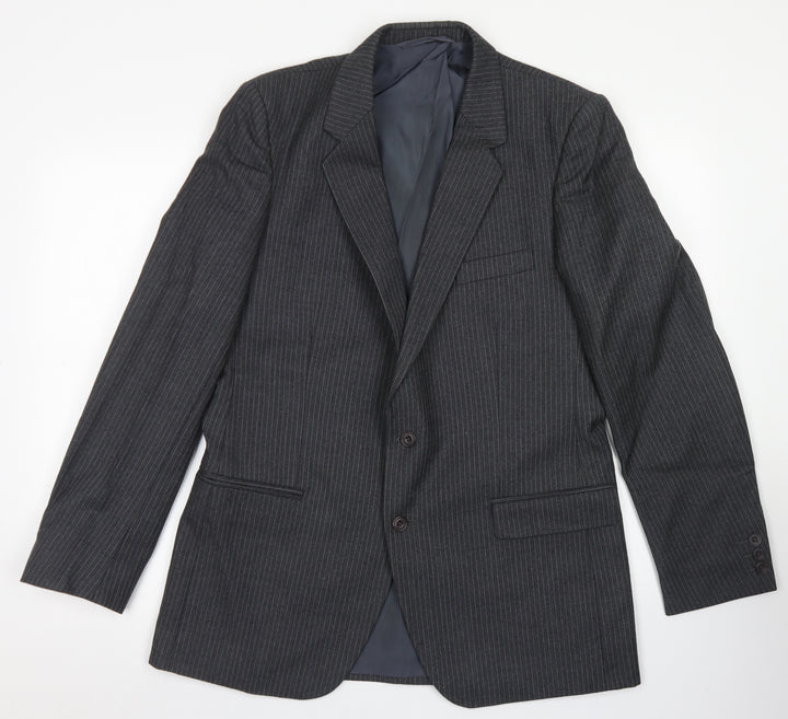 Anthony Loretto Mens Grey Striped Wool Jacket Blazer Size 40