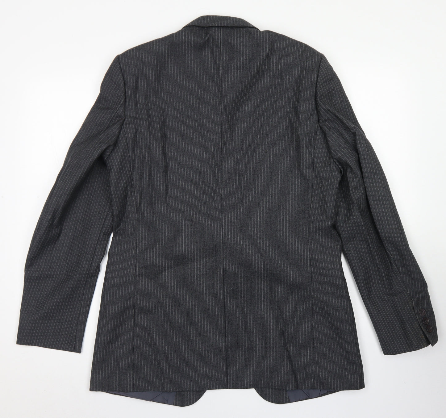 Anthony Loretto Mens Grey Striped Wool Jacket Blazer Size 40