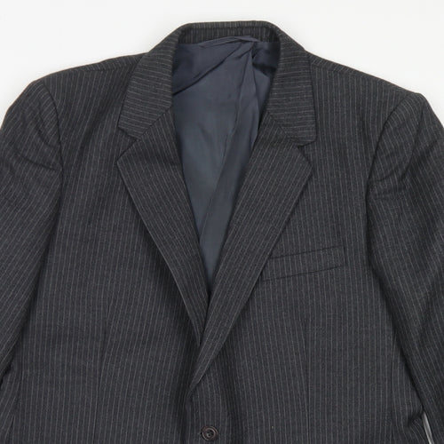 Anthony Loretto Mens Grey Striped Wool Jacket Blazer Size 40