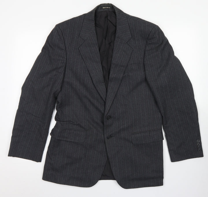 St Michael Mens Grey Striped Wool Jacket Blazer Size 38