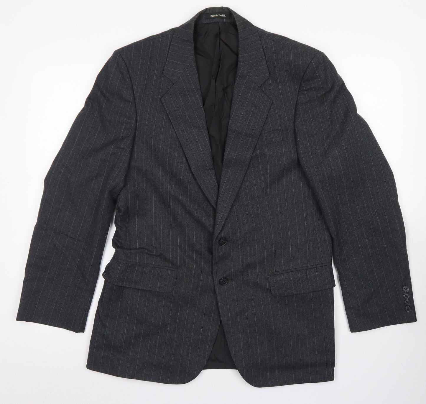 St Michael Mens Grey Striped Wool Jacket Blazer Size 38