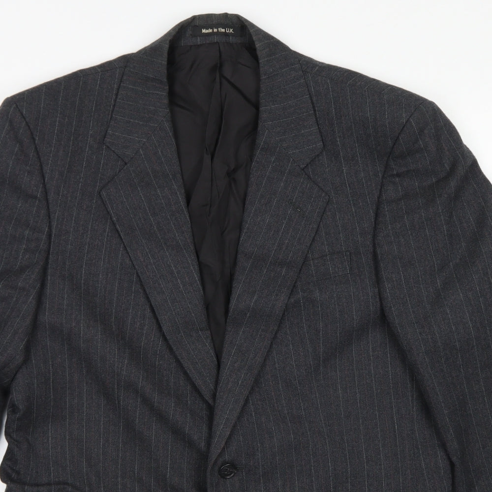 St Michael Mens Grey Striped Wool Jacket Blazer Size 38