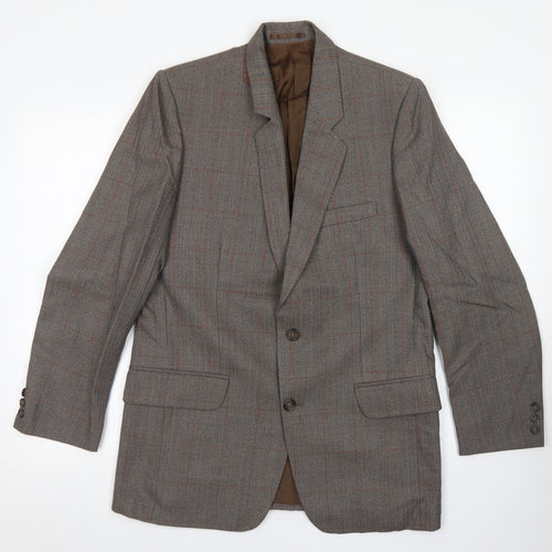 Hector James Mens Grey Plaid Wool Jacket Blazer Size 38