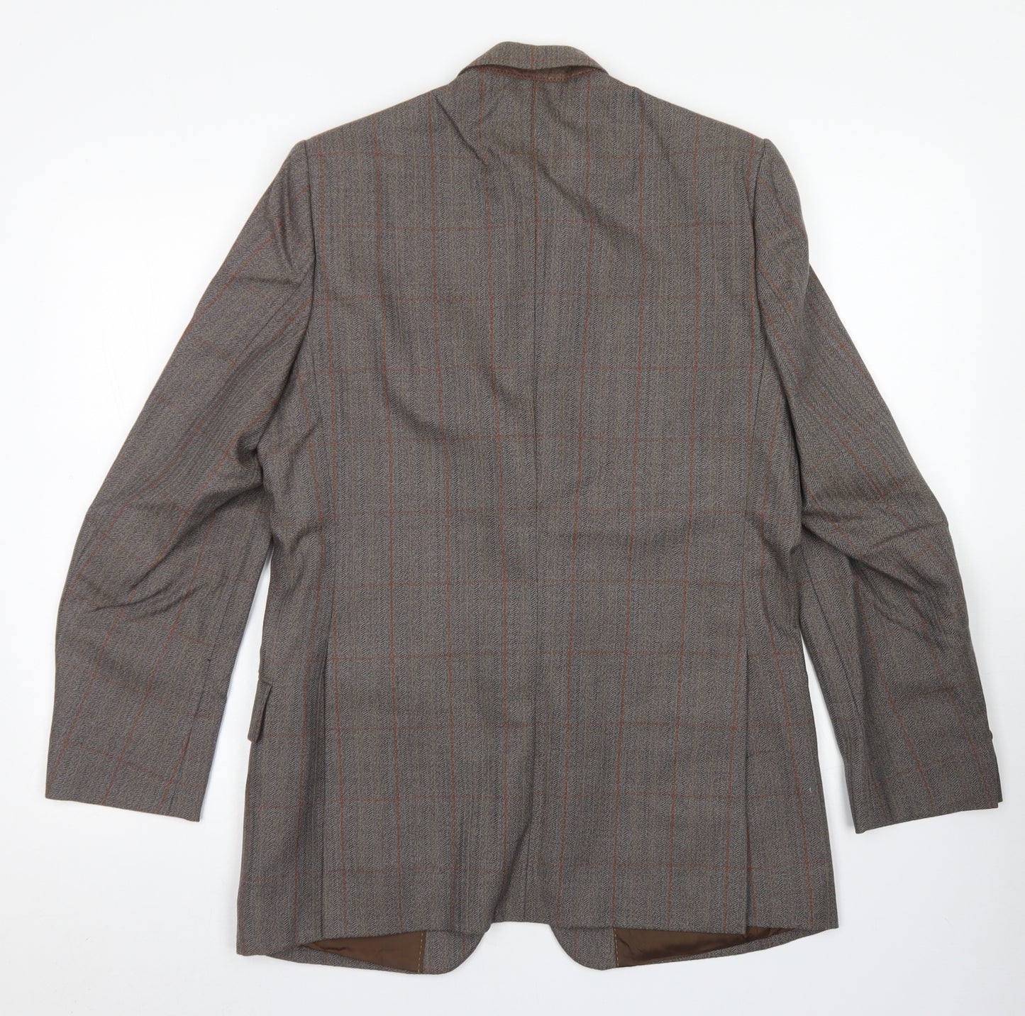 Hector James Mens Grey Plaid Wool Jacket Blazer Size 38