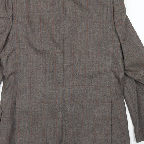 Hector James Mens Grey Plaid Wool Jacket Blazer Size 38