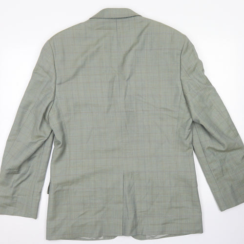 Marks & Spencer Mens Green Plaid Wool Jacket Blazer Size 38