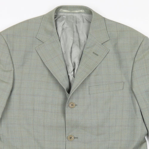 Marks & Spencer Mens Green Plaid Wool Jacket Blazer Size 38