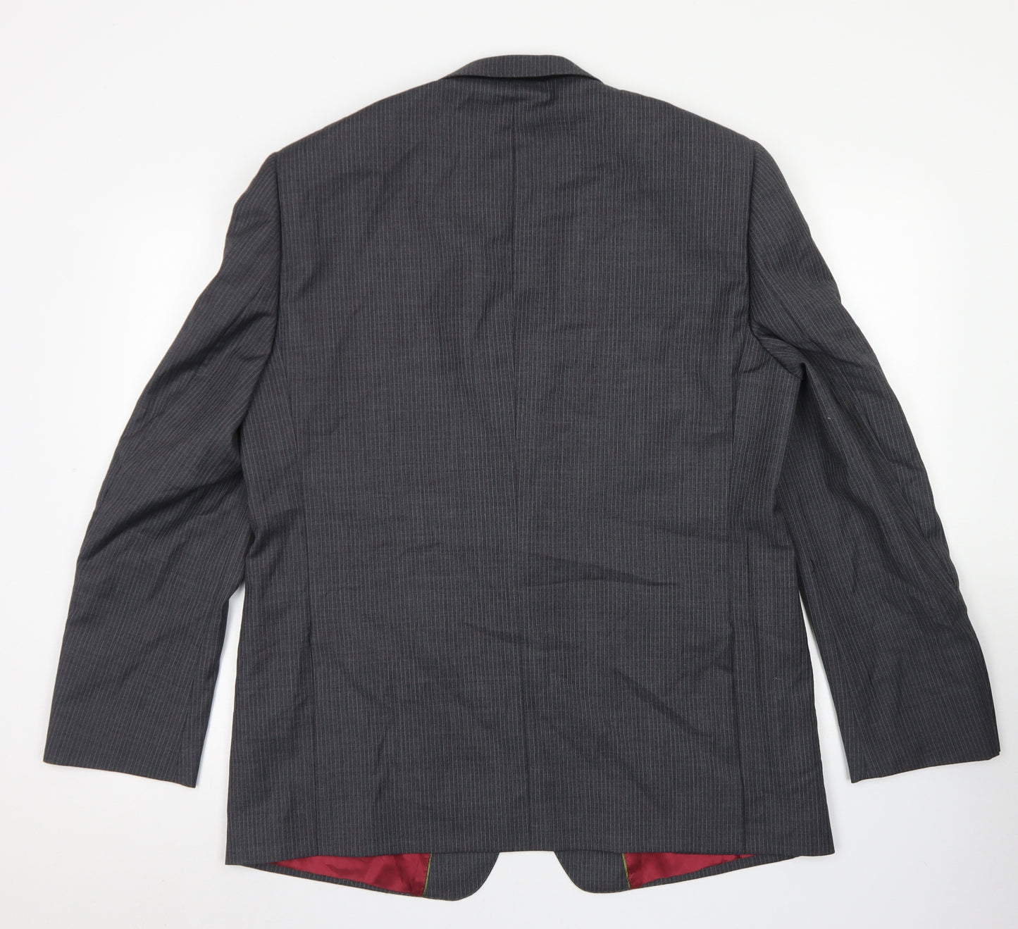 Magee Mens Grey Striped Wool Jacket Blazer Size 36