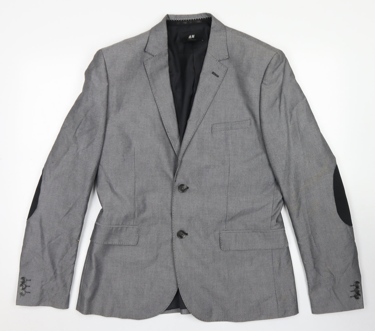 H&M Mens Grey  Cotton Jacket Blazer Size 42