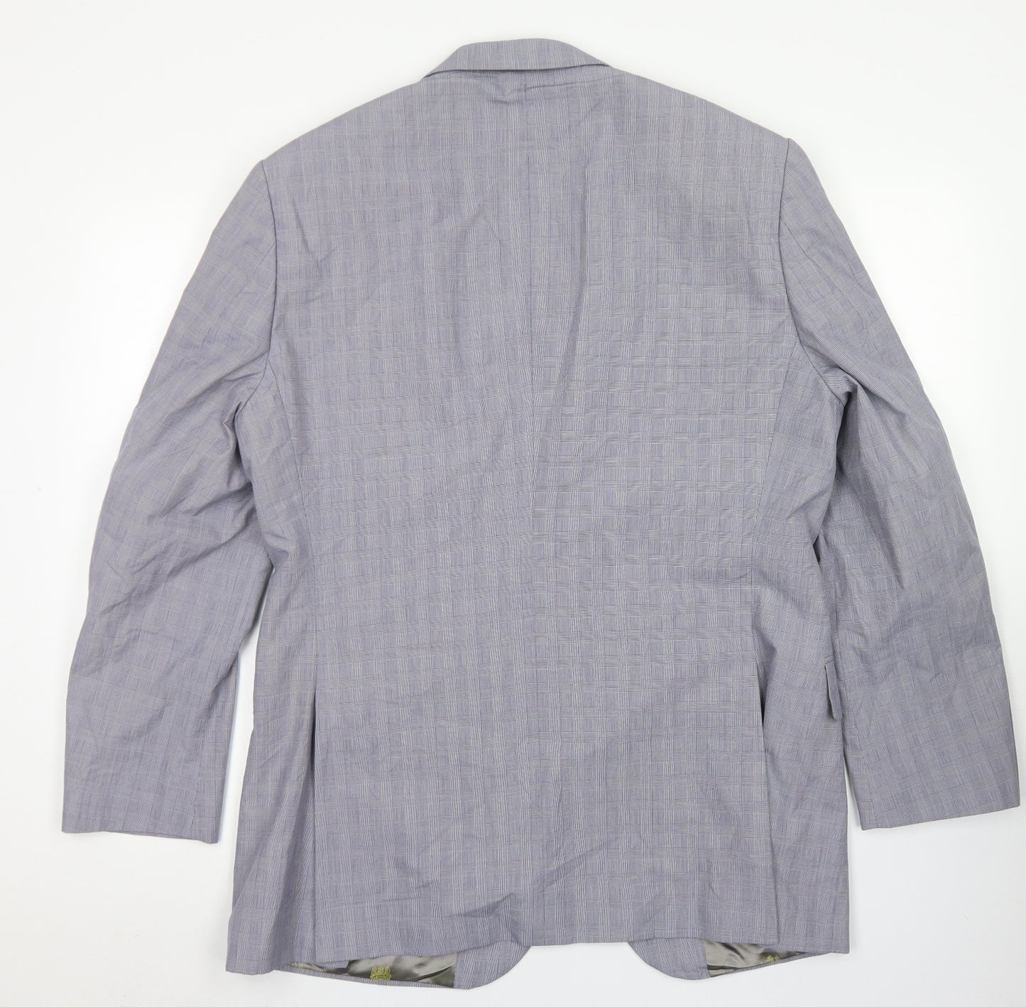 Aquascutum Mens Blue Plaid Cotton Jacket Blazer Size 42