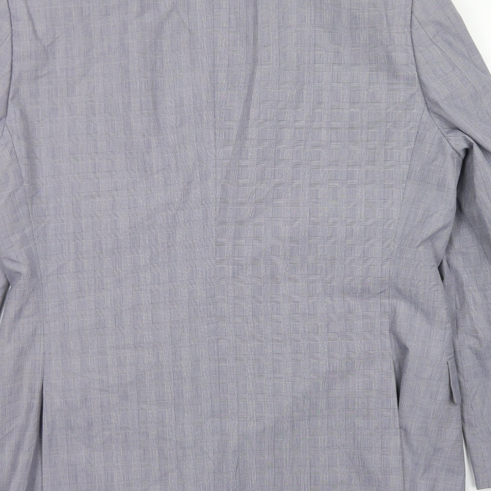 Aquascutum Mens Blue Plaid Cotton Jacket Blazer Size 42