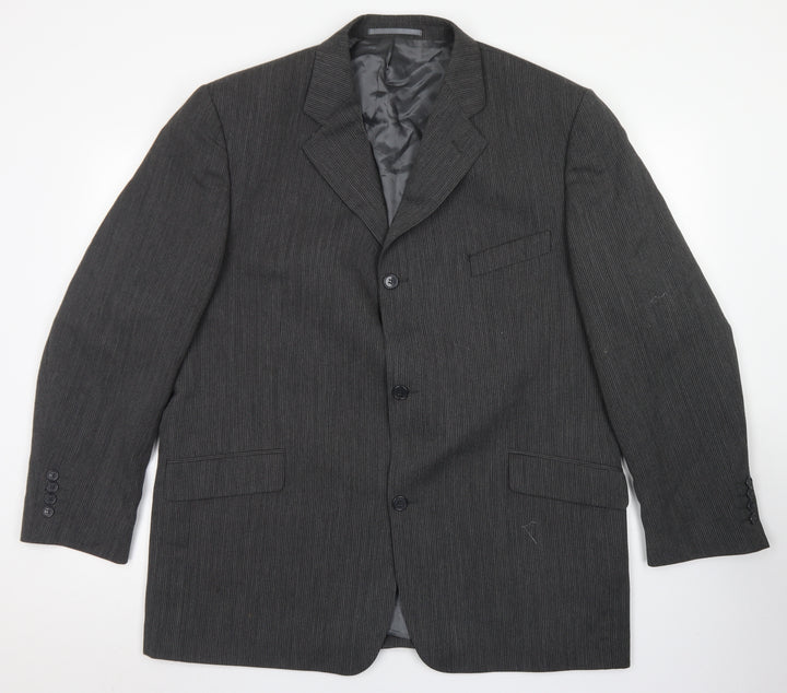 Blakes Mens Grey Striped Wool Jacket Blazer Size 46