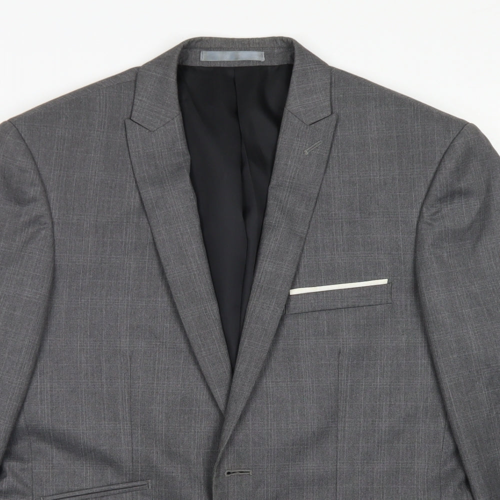 Burton Mens Grey  Polyester Jacket Blazer Size 40   - Tailored Fit