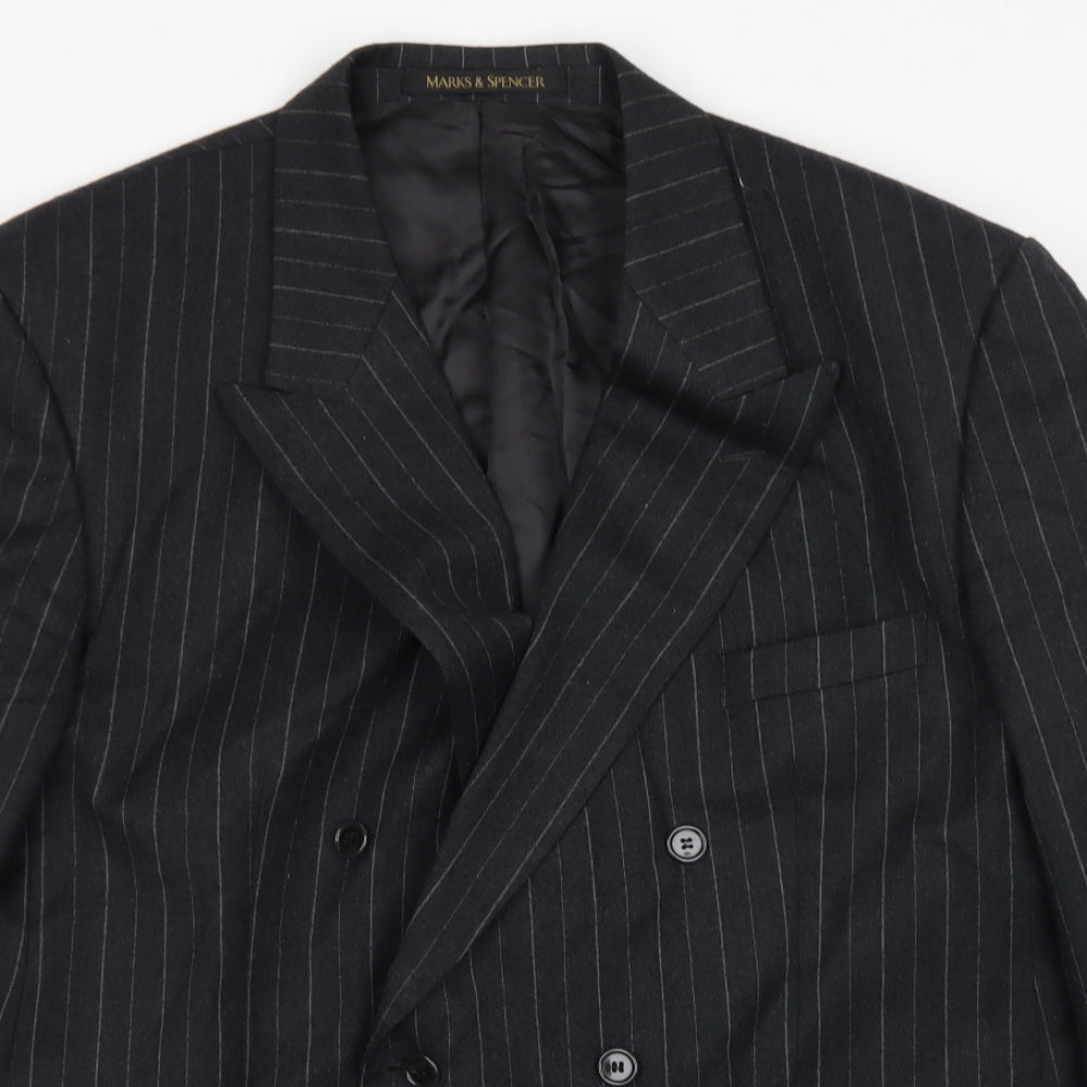 St Michael Mens Grey Striped Wool Jacket Blazer Size 46