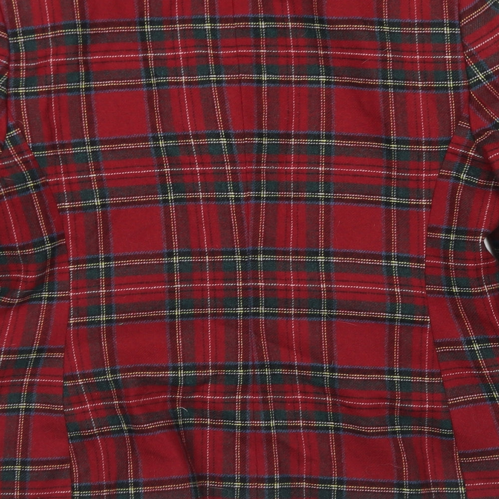 NEXT Womens Red Plaid Wool Jacket Blazer Size 10