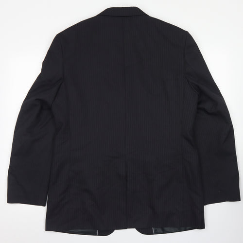 George Mens Black Striped Polyester Jacket Blazer Size 40