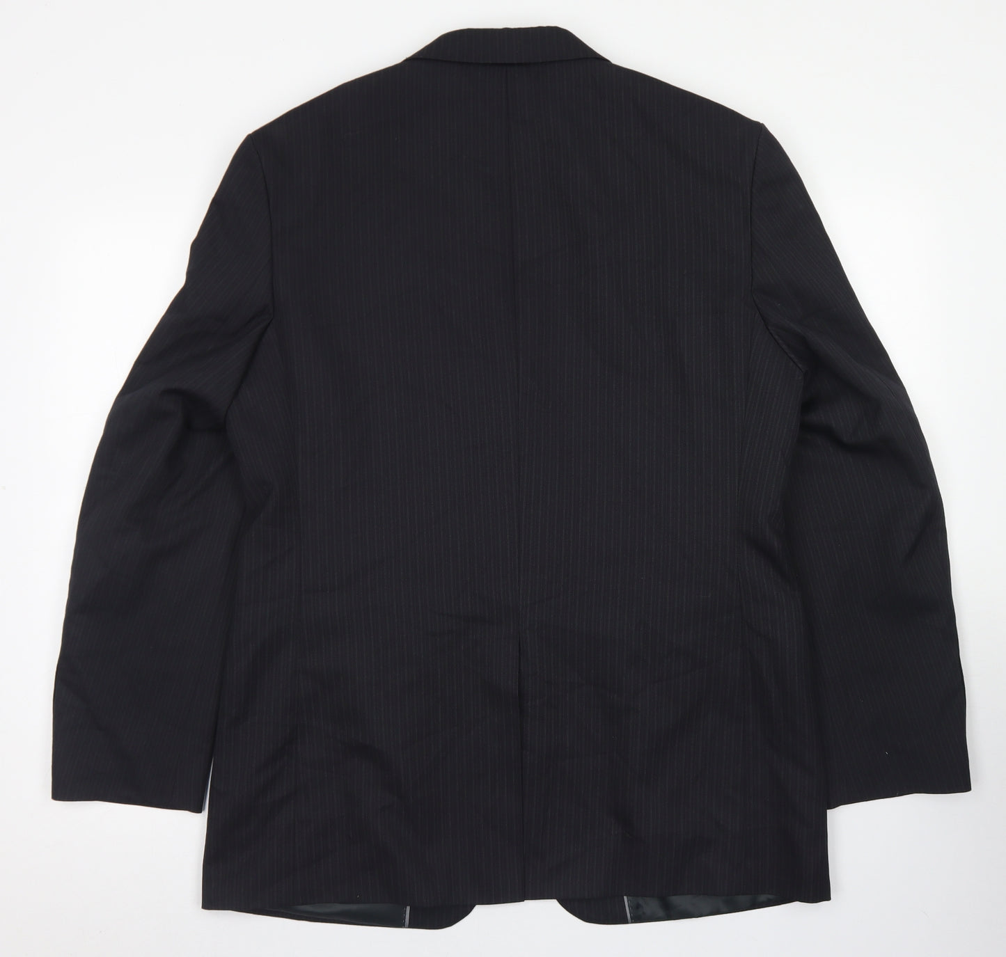 George Mens Black Striped Polyester Jacket Blazer Size 40