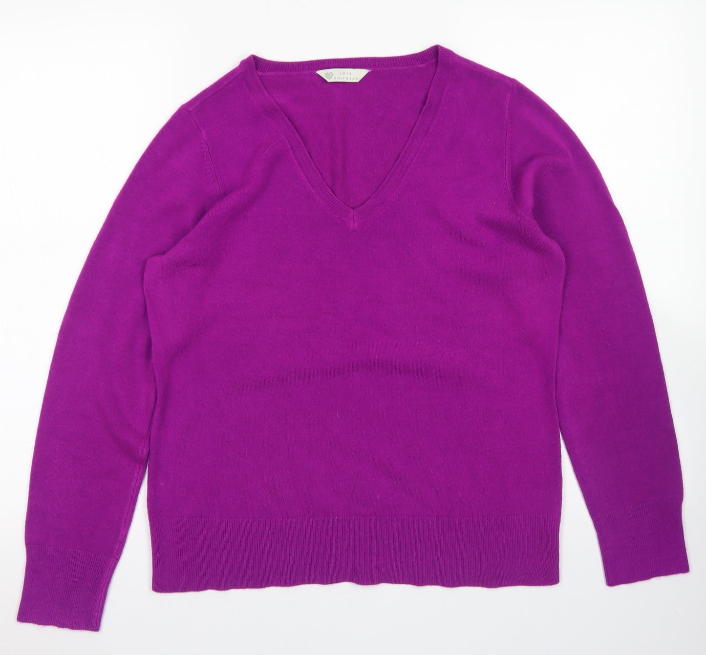 NHS Womens Purple V-Neck  Acrylic Pullover Jumper Size 14
