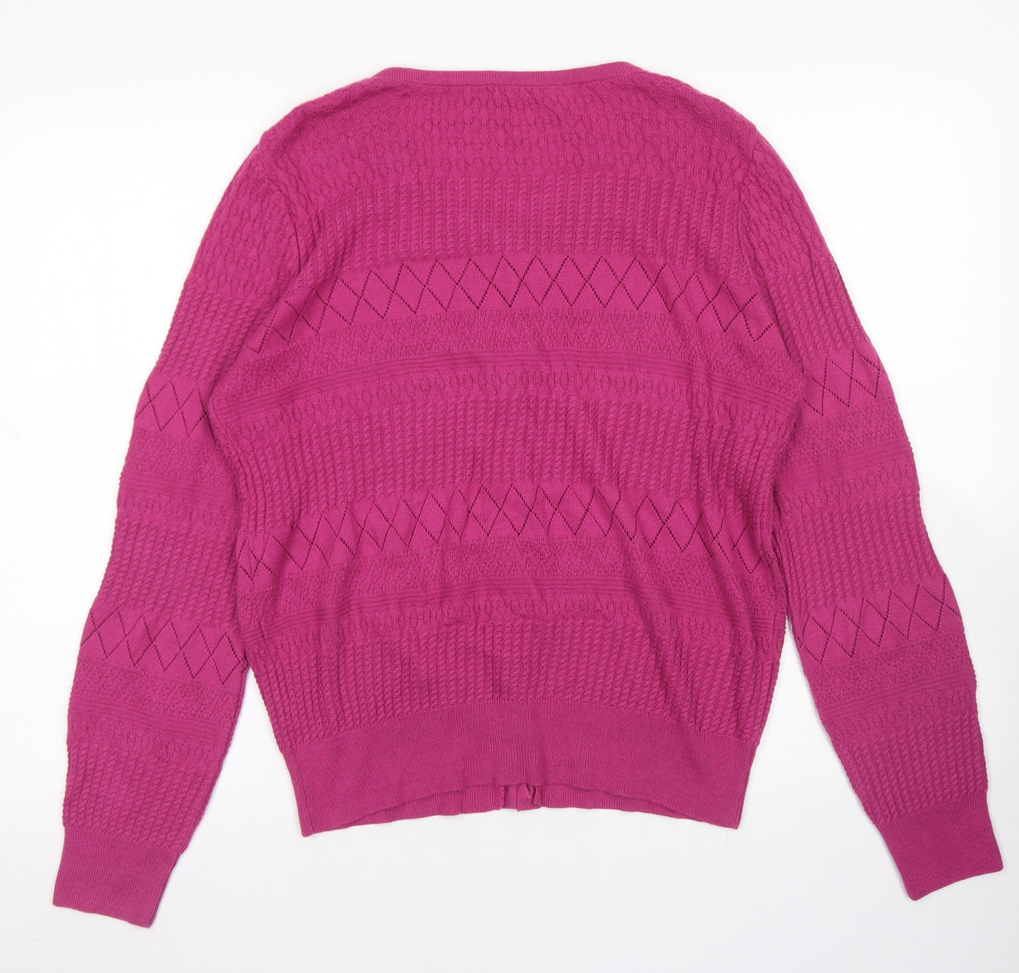 TU Womens Pink Crew Neck  Acrylic Cardigan Jumper Size 14