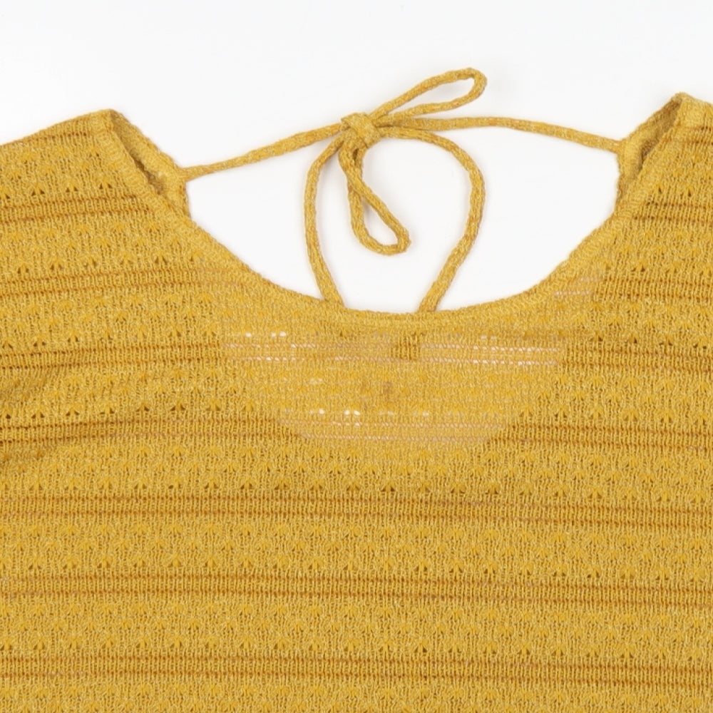 NEXT Womens Yellow Round Neck  Polyester Pullover Jumper Size 14