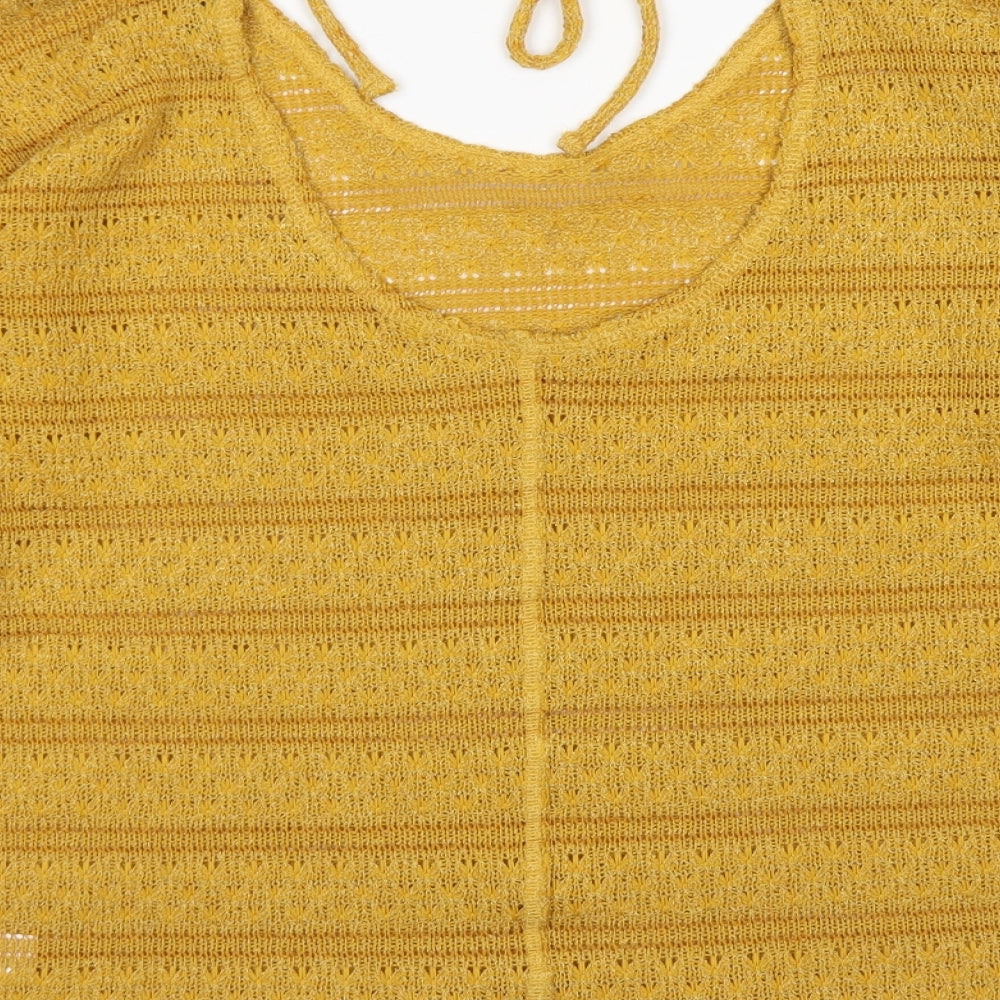 NEXT Womens Yellow Round Neck  Polyester Pullover Jumper Size 14