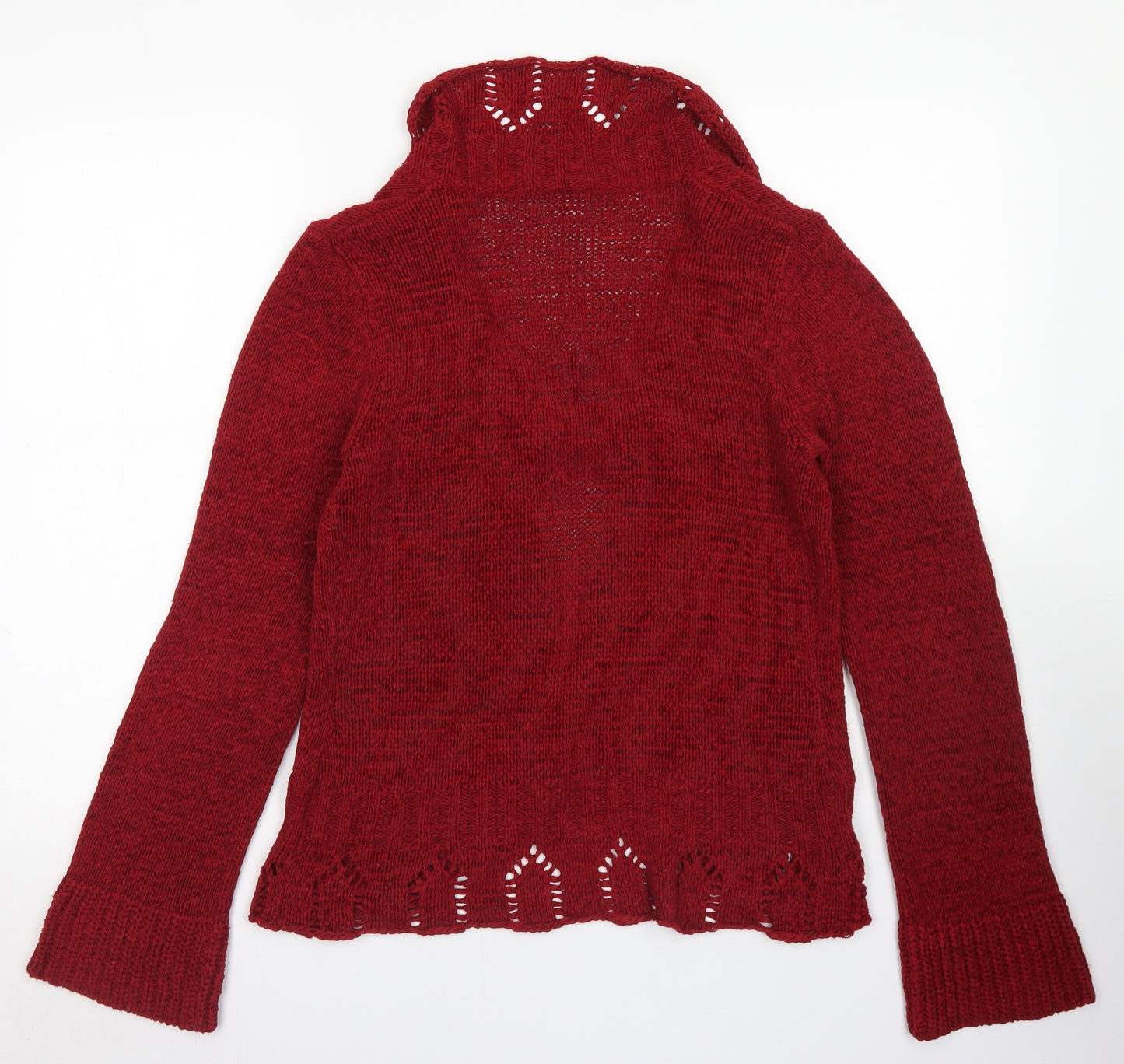 TU Womens Red Collared  Acrylic Cardigan Jumper Size 12