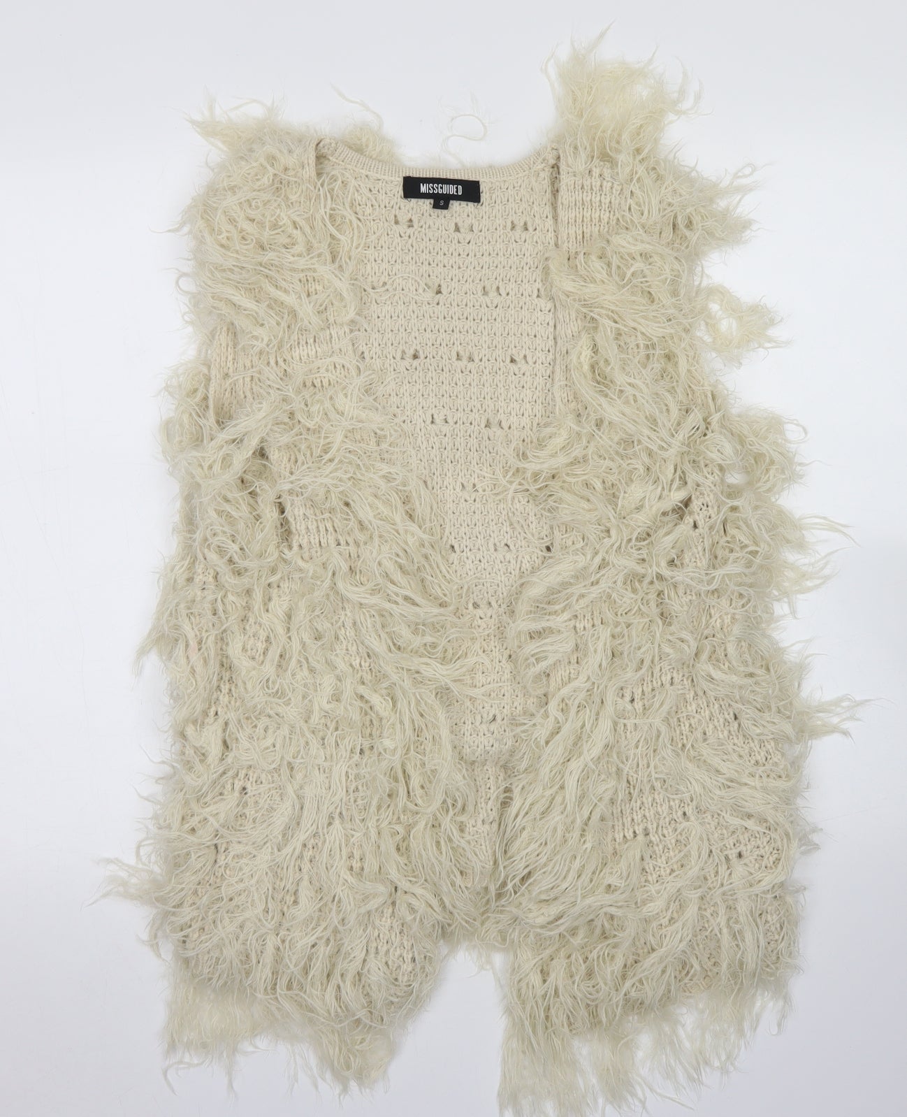 Missguided Womens Ivory Round Neck  Acrylic Cardigan Jumper Size S