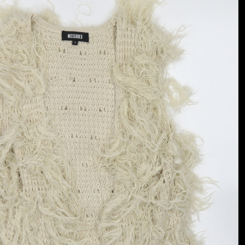 Missguided Womens Ivory Round Neck  Acrylic Cardigan Jumper Size S