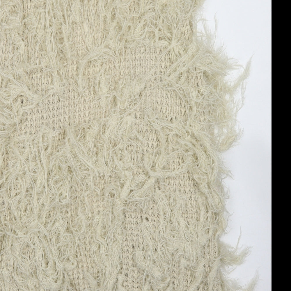 Missguided Womens Ivory Round Neck  Acrylic Cardigan Jumper Size S