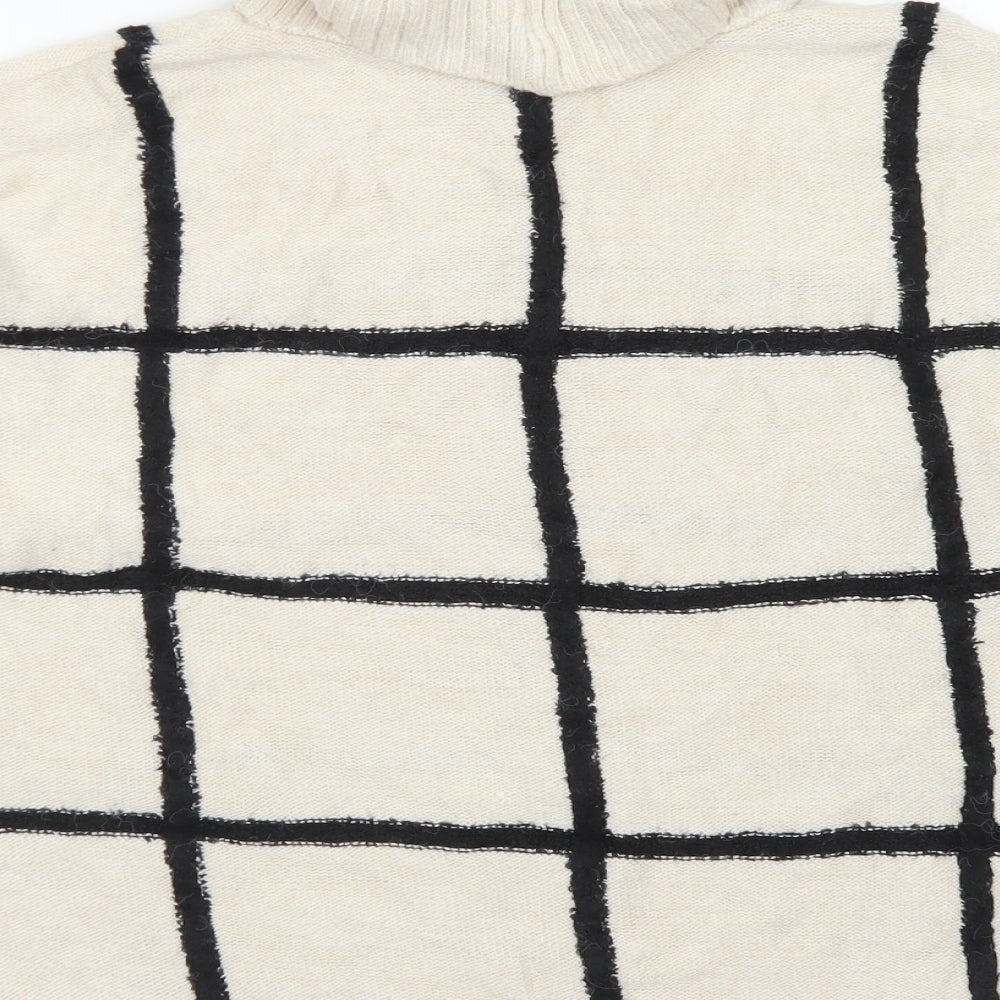 NEXT Womens Ivory Roll Neck Check Acrylic Pullover Jumper Size L