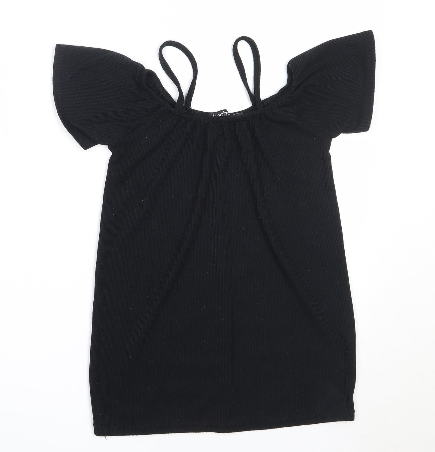 Boohoo Womens Brown  Polyester Basic T-Shirt Size S Round Neck