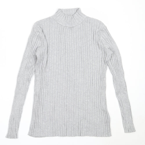 Avenue Womens Grey High Neck  Viscose Pullover Jumper Size 12